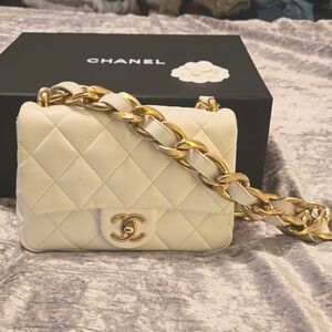 CHANEL  Flap Funky Town White Quilted Leather